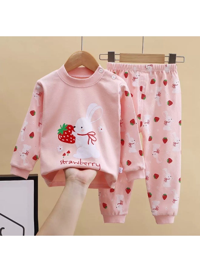 طقم بيجاما للأطفال حديثي الولادة، مطبوع عليه رسوم كرتونية، ملابس نوم قطنية للأولاد والبنات، قطعتان، أكمام طويلة، للجنسين - Image 3